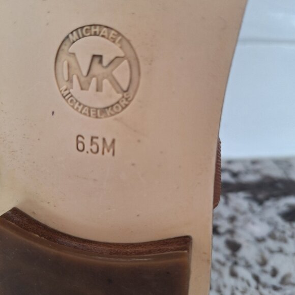 Michael Kors Brown Sandals with Gold Accents - Picture 2 of 7